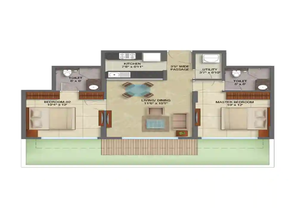 2 BHK Garden